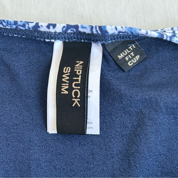 Nip Tuck Blue & White Print Tankini Swim Top - Picture 8 of 11